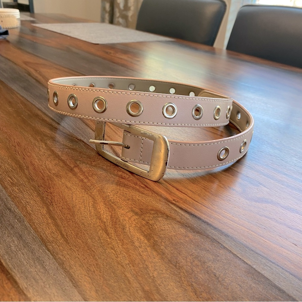 Calvin Klein Vintage Y2K Pink Metal Silver Grommet Belt Women’s Large PreOwned L